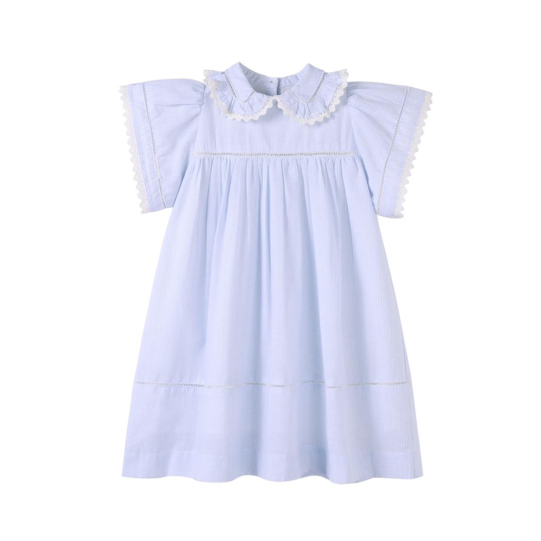 blue dresses tight Mini Maxwell Dress in Blue & White Pinstripe 9/10 main image 0