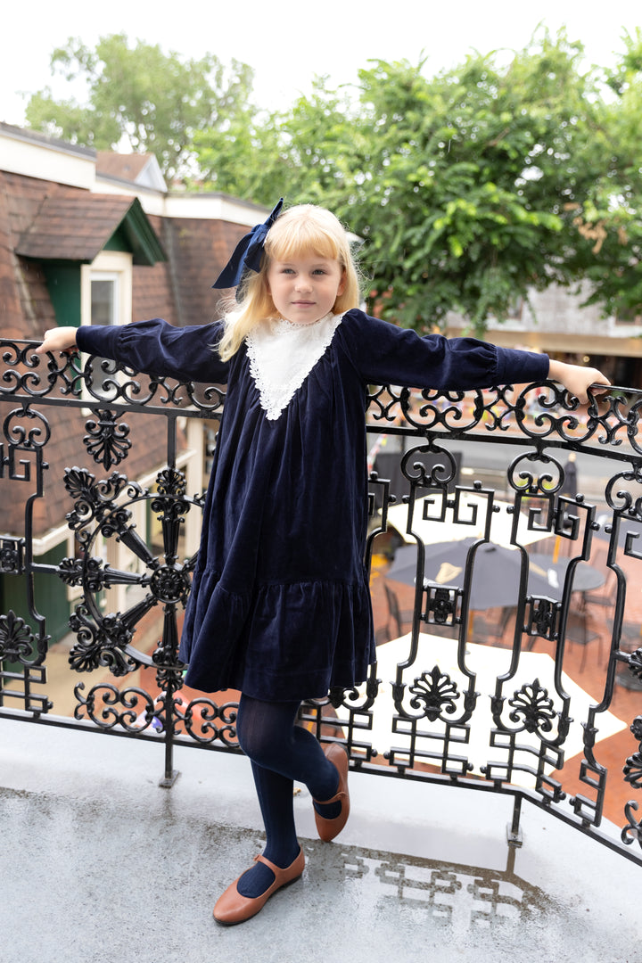 Navy Corduroy Lace Dress