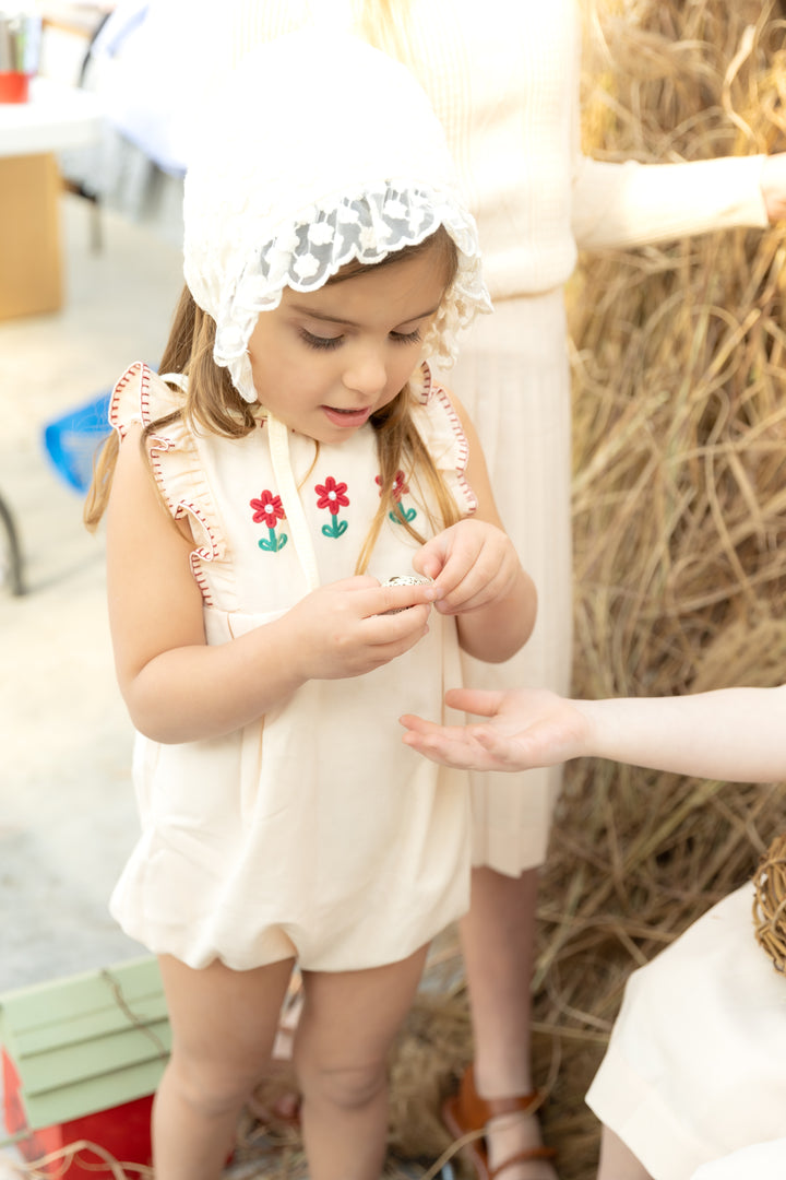 Peach embroidered Romper