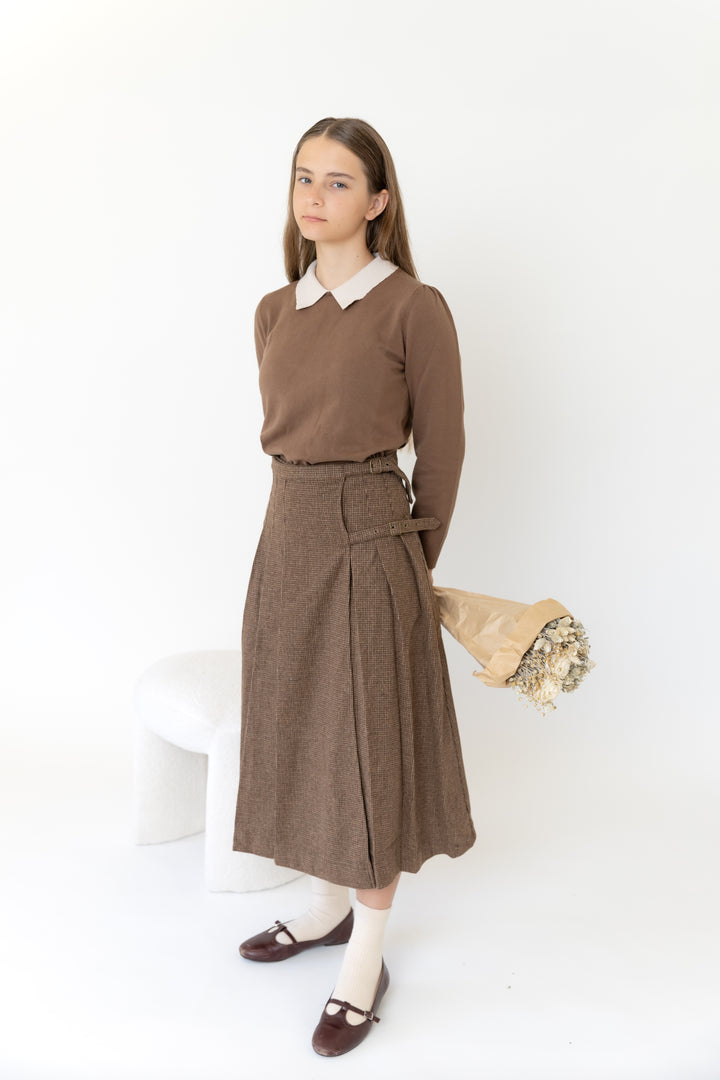 Teen Wool Plaid Brown Skirt