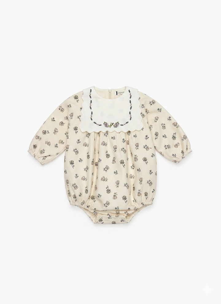 Corduroy Cream Floral Romper
