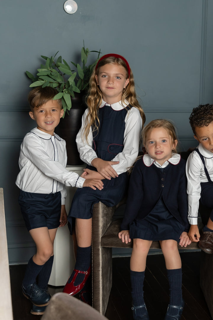Navy Button Shorts