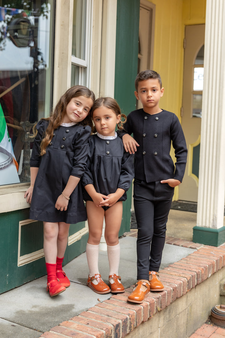 Black Taffeta Double Breasted Dress