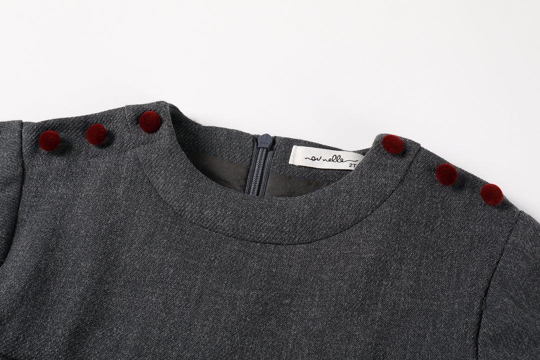 Pleated Button Dress Dark Grey