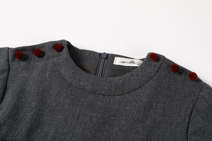 Pleated Button Dress Dark Grey