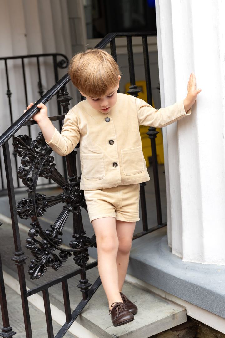 Crushed Velour Tan Shorts