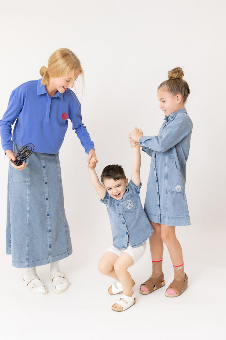 Polo Cropped Tee Blue