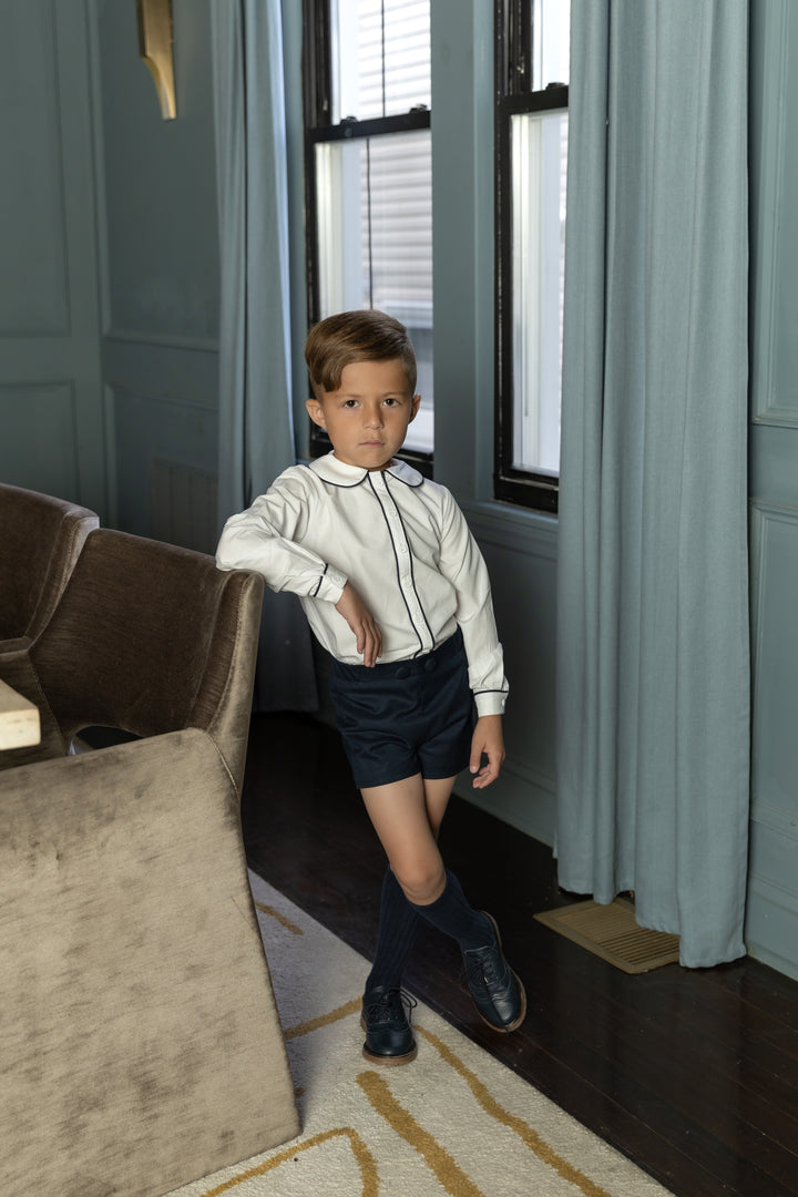 Navy Button Shorts