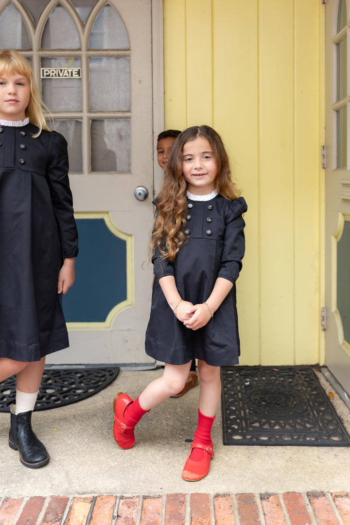 Black Taffeta Double Breasted Dress