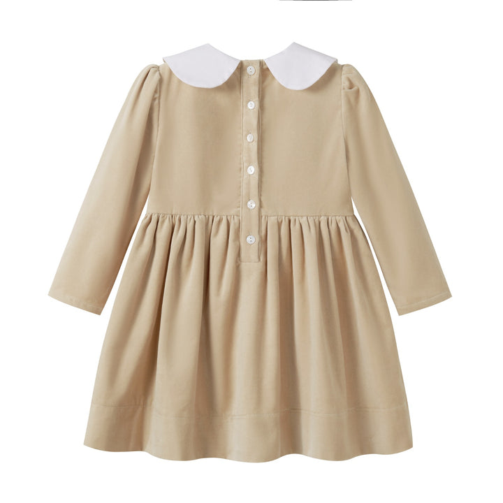 Crushed Velour Tan Tie Dress