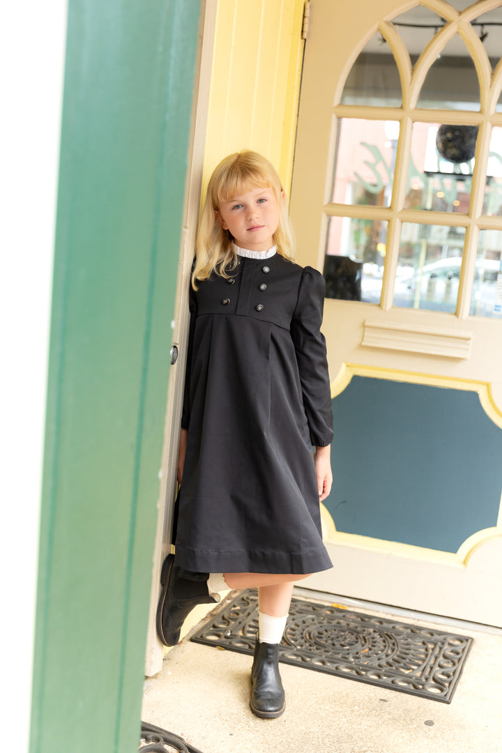 Black Taffeta Double Breasted Dress