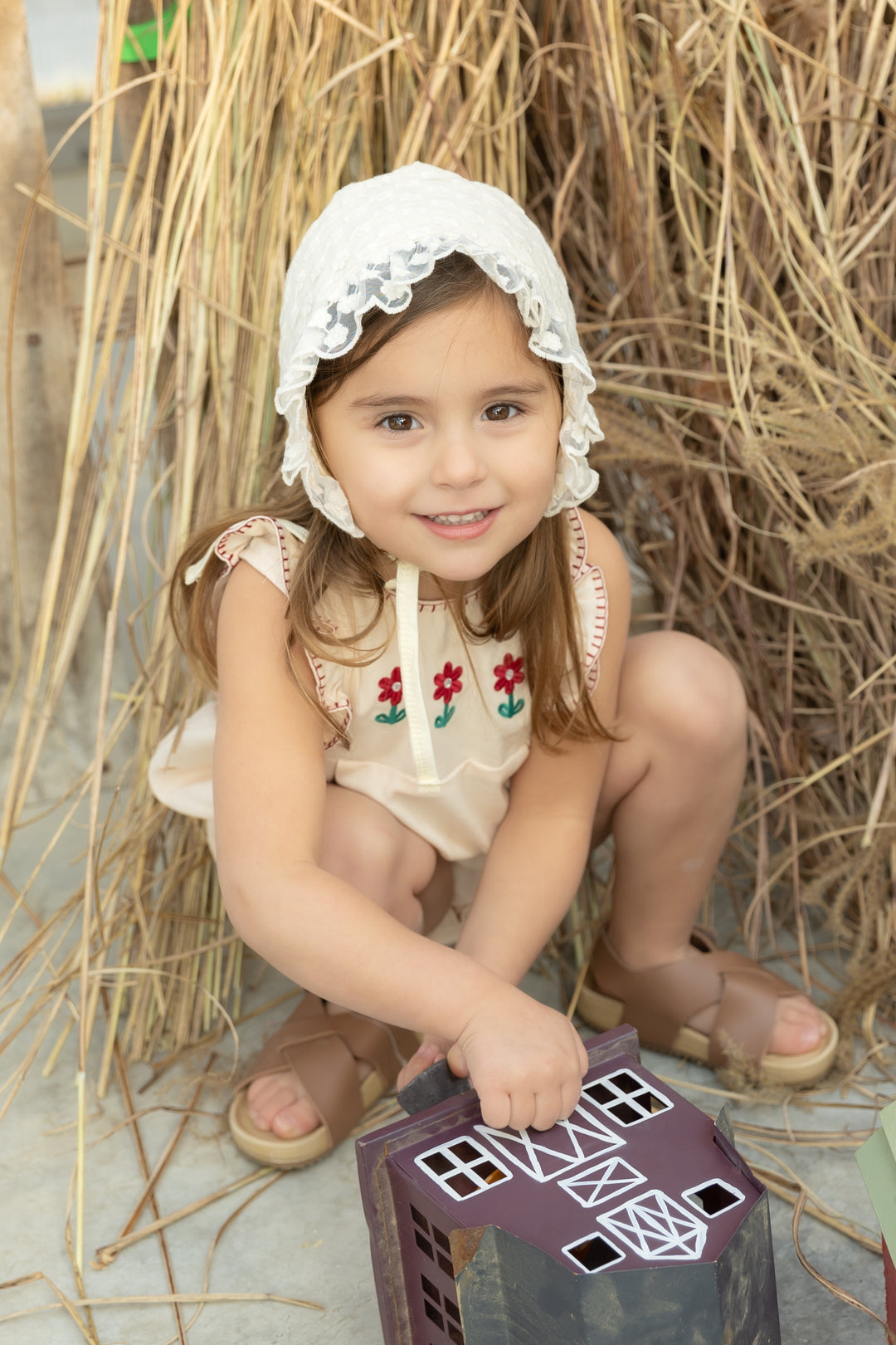Peach embroidered Romper
