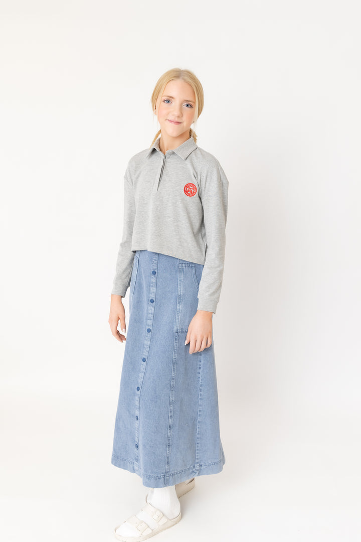 Polo Cropped Tee Grey