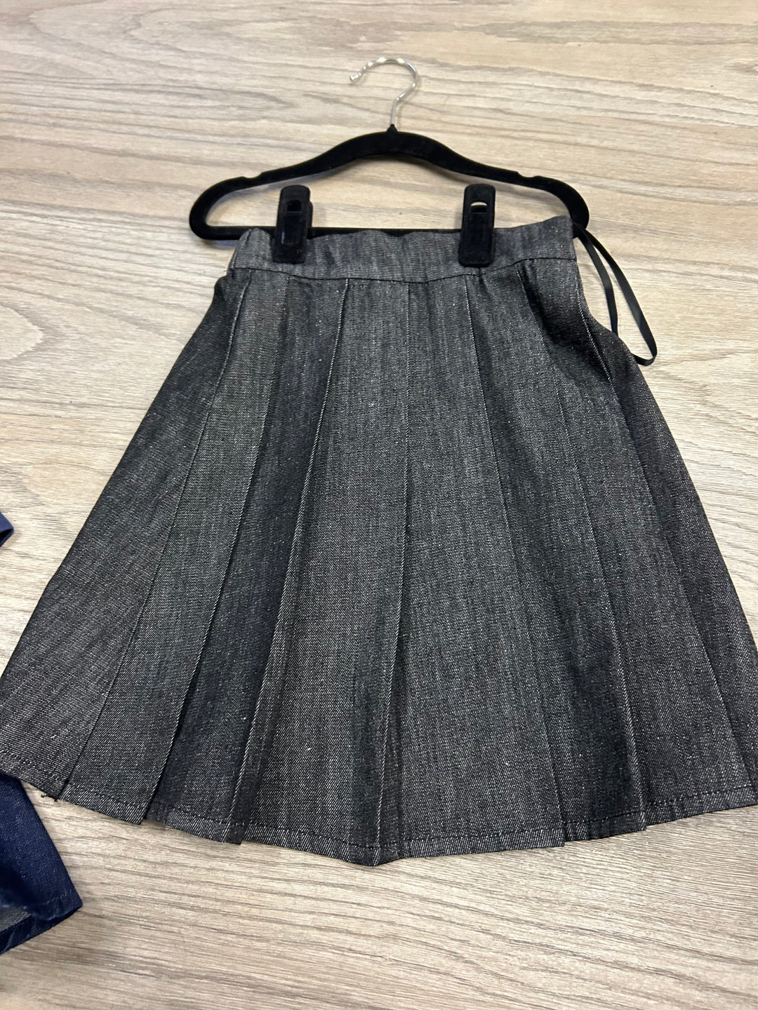 Black Denim Pleated Skirt
