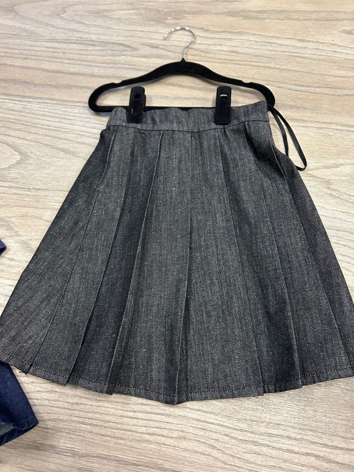 Black Denim Pleated Skirt