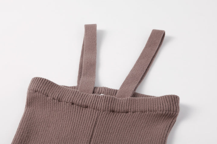 Brown Knit Suspender Pants