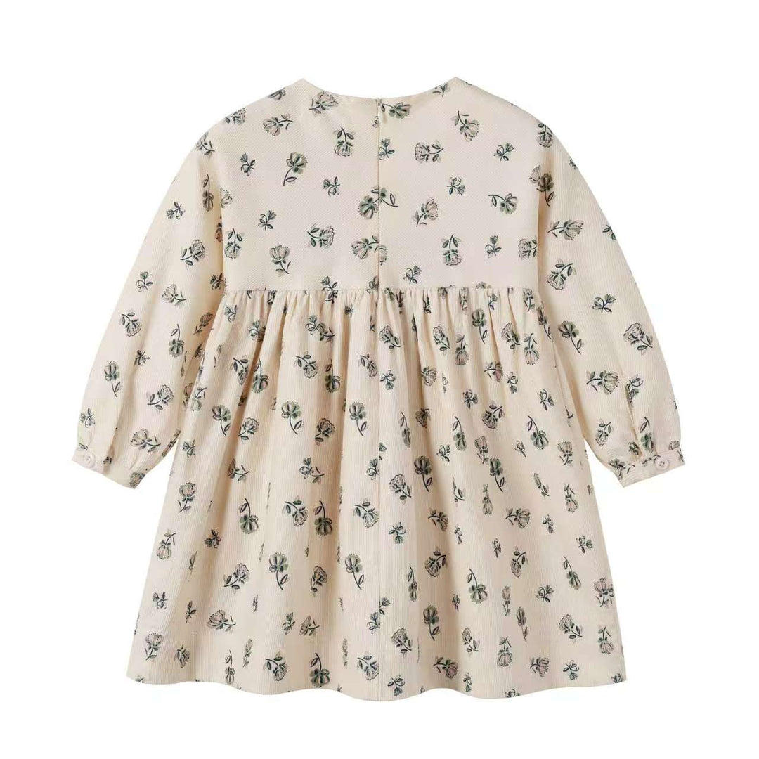 Corduroy Cream Floral Dress