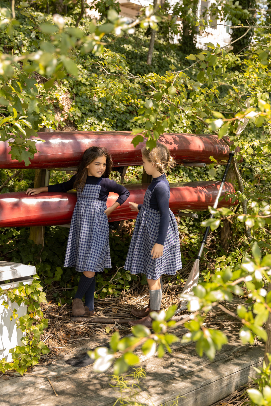 Navy Gingham Strap Jumper