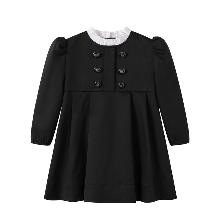 Black Taffeta Double Breasted Dress