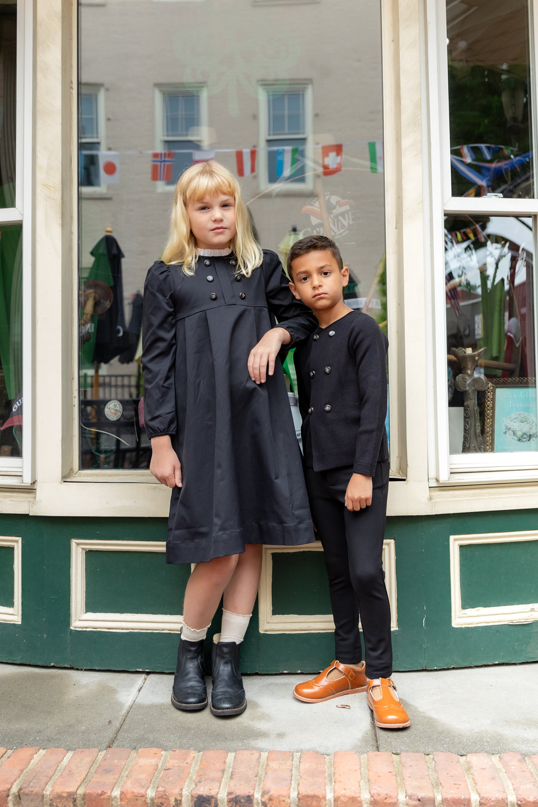 Black Taffeta Double Breasted Dress