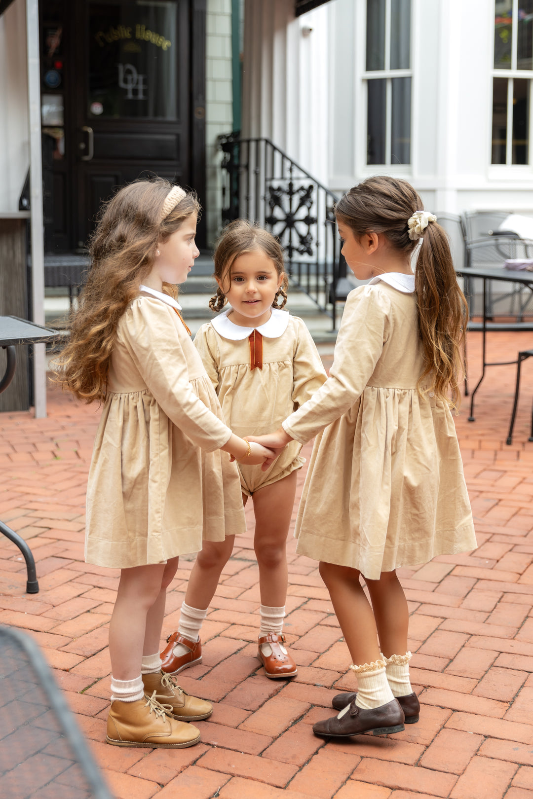 Crushed Velour Tan Tie Romper