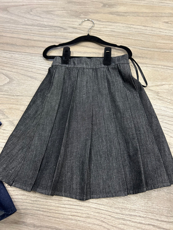 Black Denim Pleated Skirt