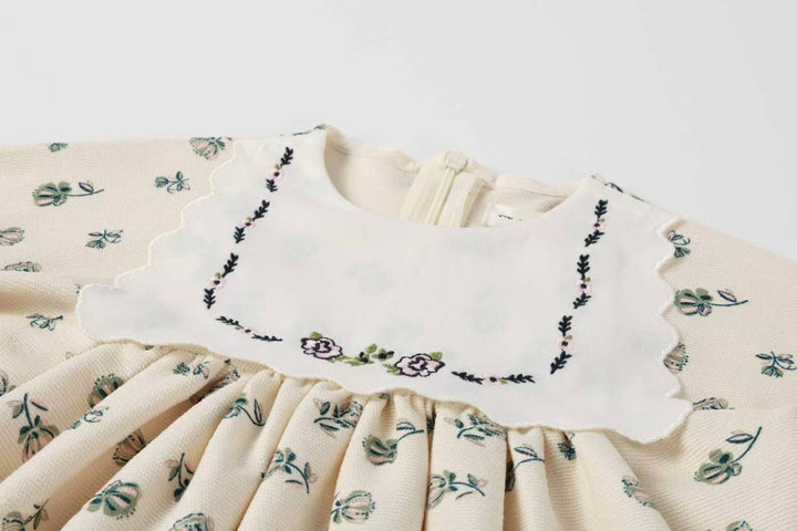 Corduroy Cream Floral Dress