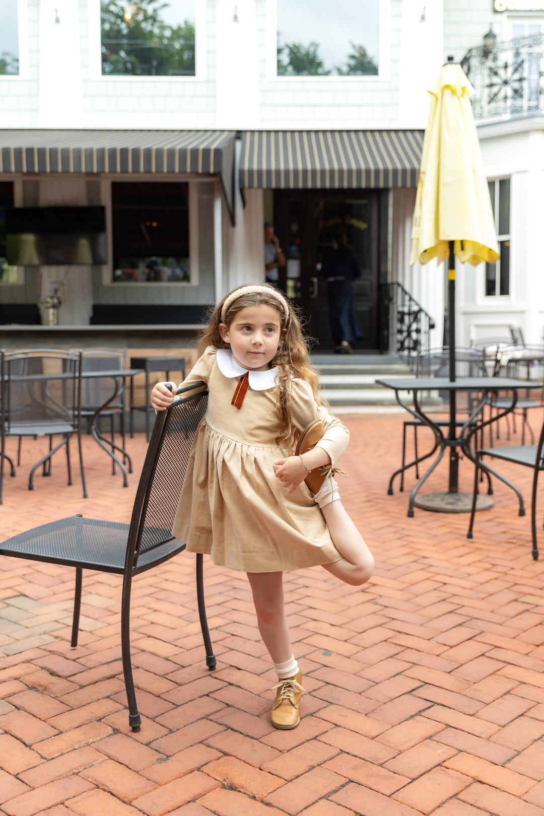 Crushed Velour Tan Tie Dress