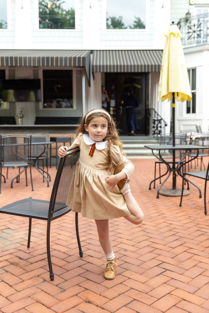 Crushed Velour Tan Tie Dress