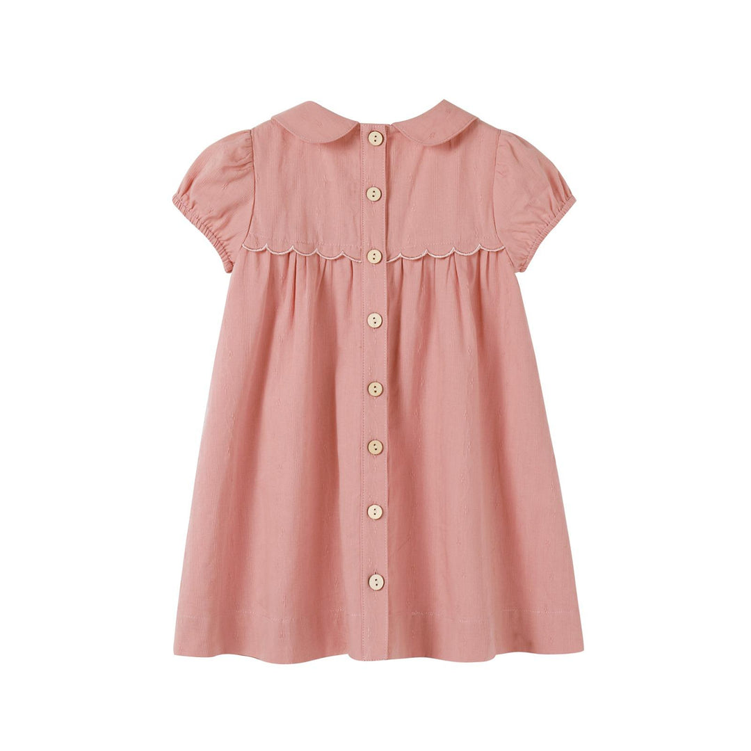 Nou Nelle Scallop Embroidered Short Sleeve Dress - Pink Nou Nelle Scallop Embroidered Short Sleeve Dress - Pink