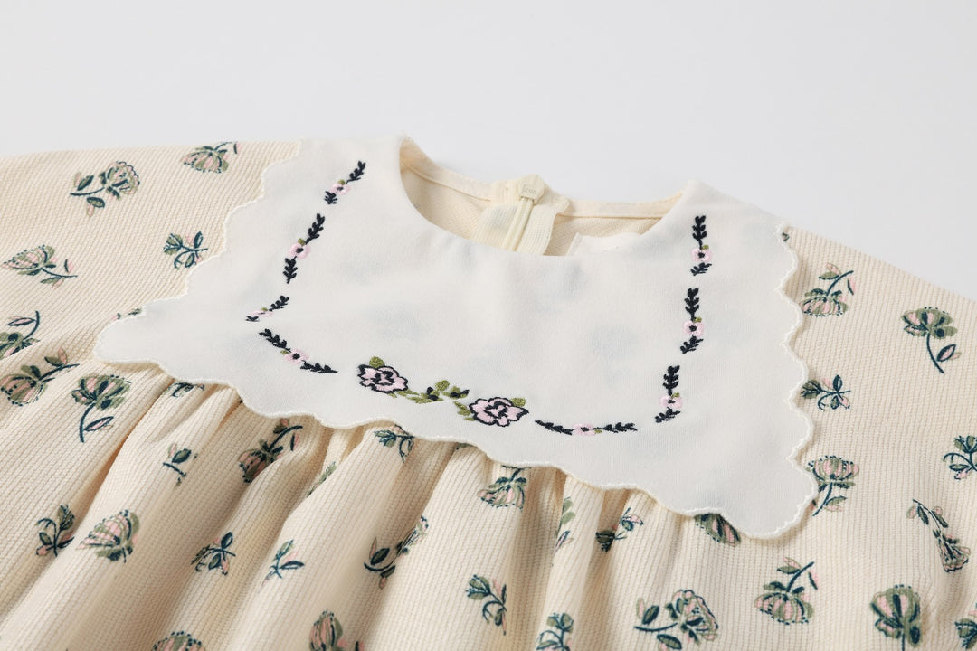 Corduroy Cream Floral Romper