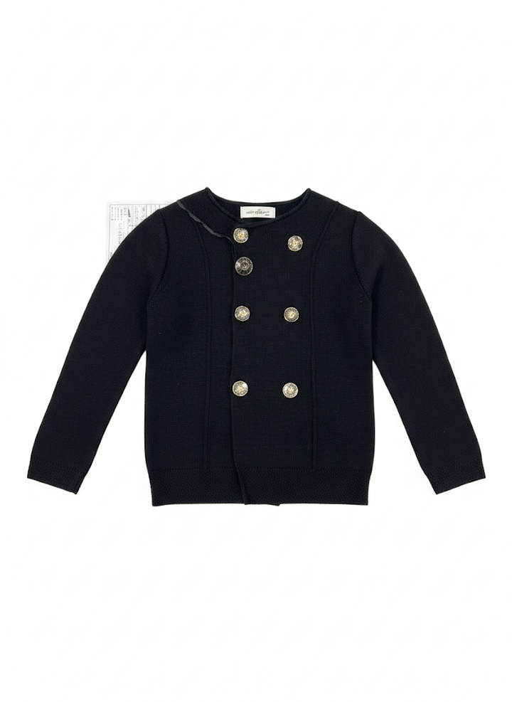 Black knit Double Breasted Sweater