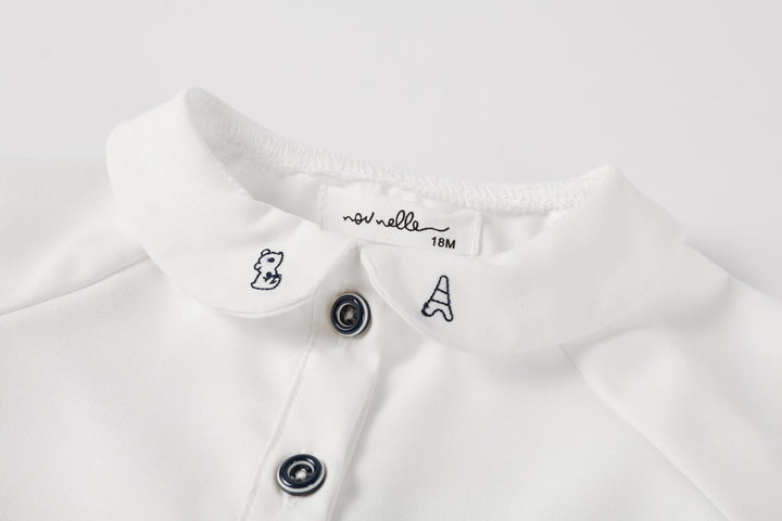 Boy White Embroidered Collar Shirt