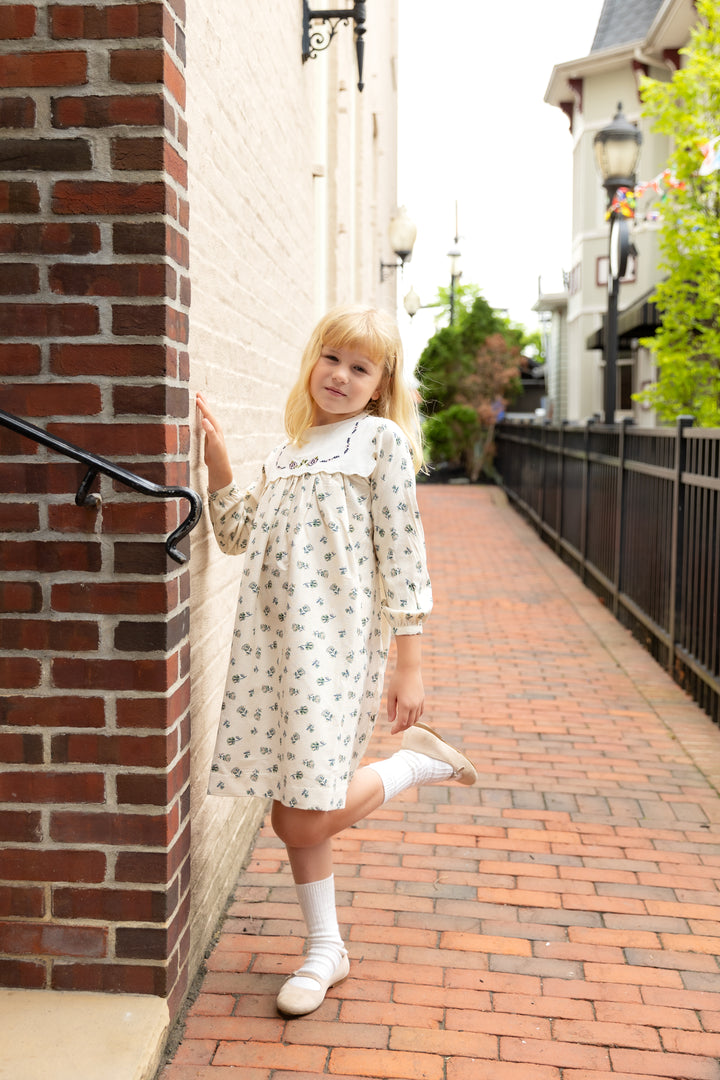 Corduroy Cream Floral Dress