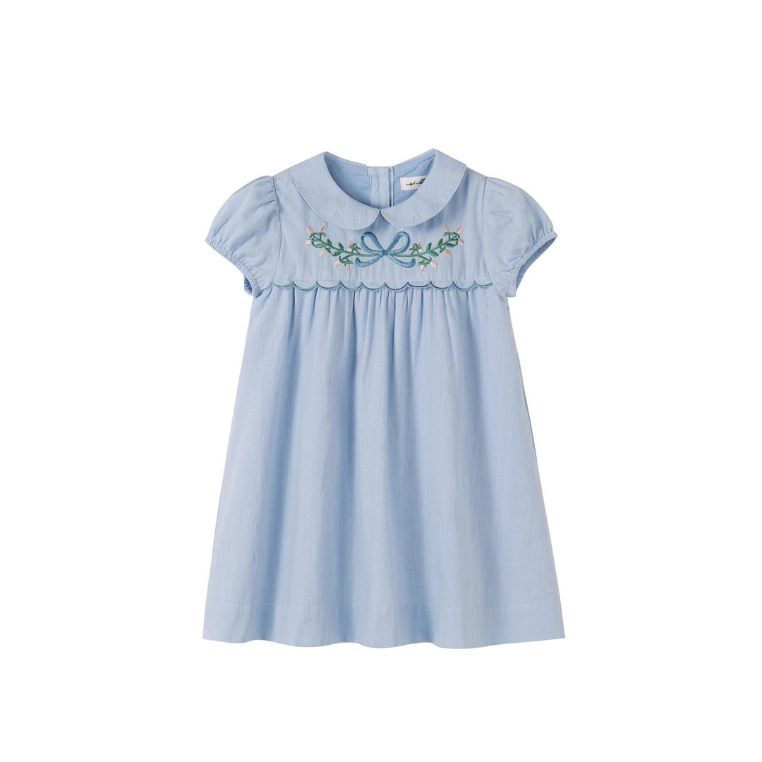 Nou Nelle Scalloped Embroidered Dress - Blue Nou Nelle Scalloped Embroidered Dress - Blue