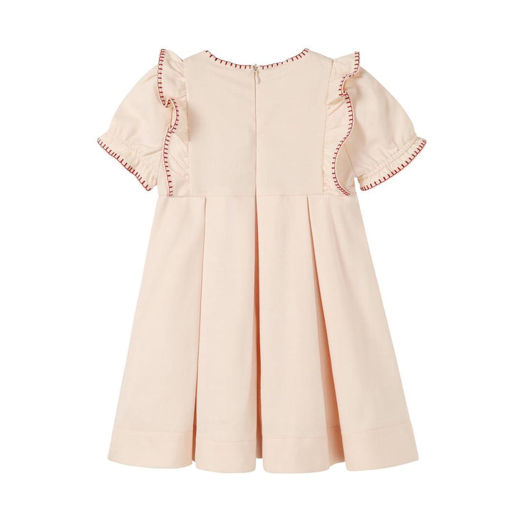 Pleated Peach Embroidered Dress