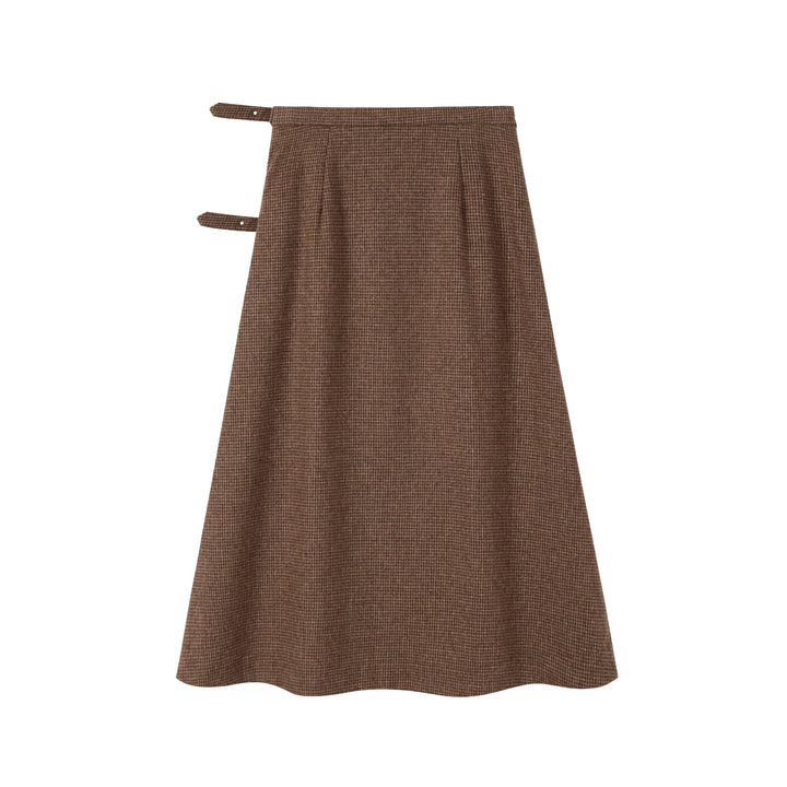 Teen Wool Plaid Brown Skirt