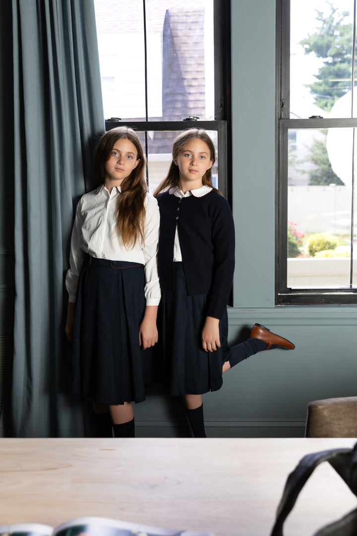 Piped Navy Skirt