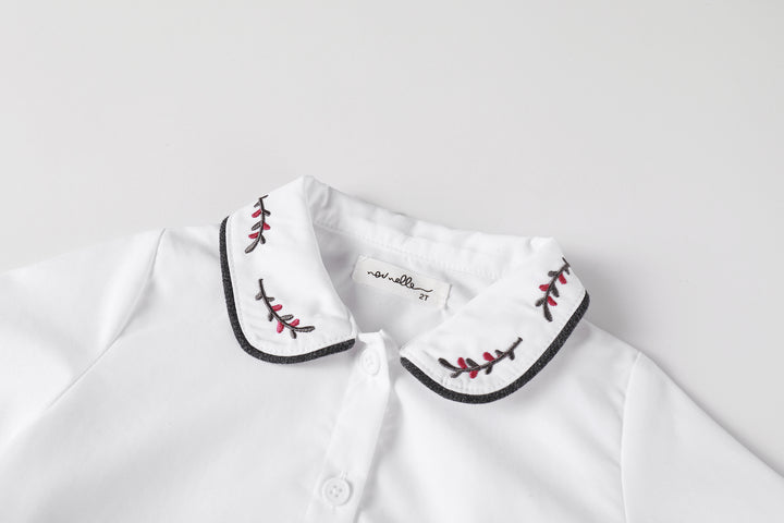 White Embroidered Magenta Blouse