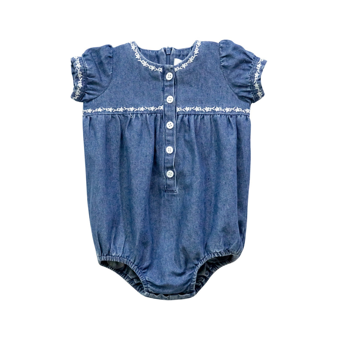 Denim Trimmed Romper