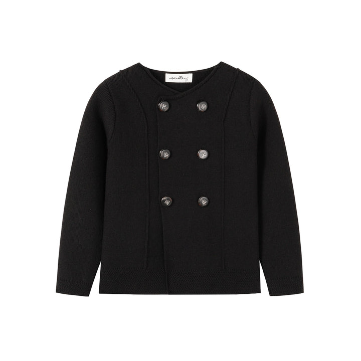 Black knit Double Breasted Sweater