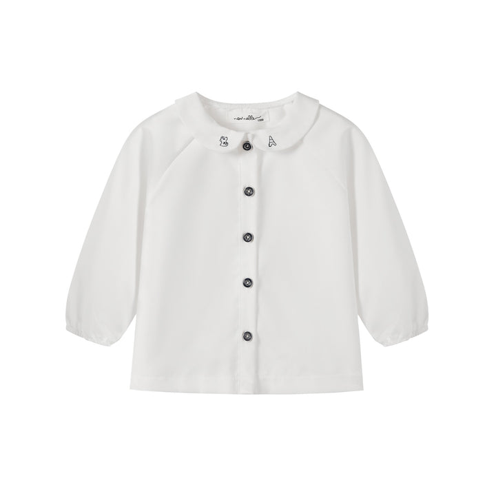 Boy White Embroidered Collar Shirt