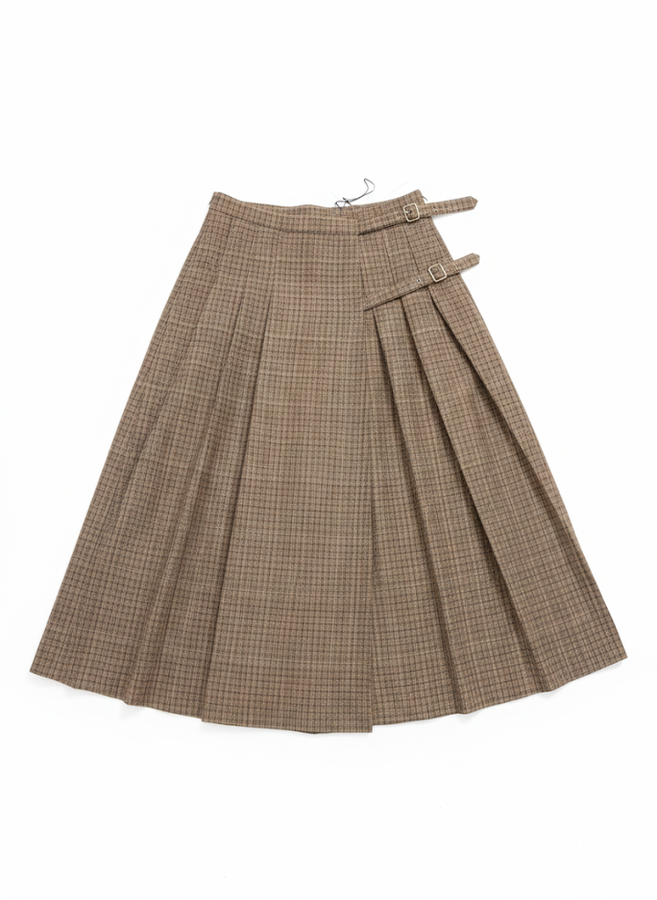 Teen Wool Plaid Brown Skirt