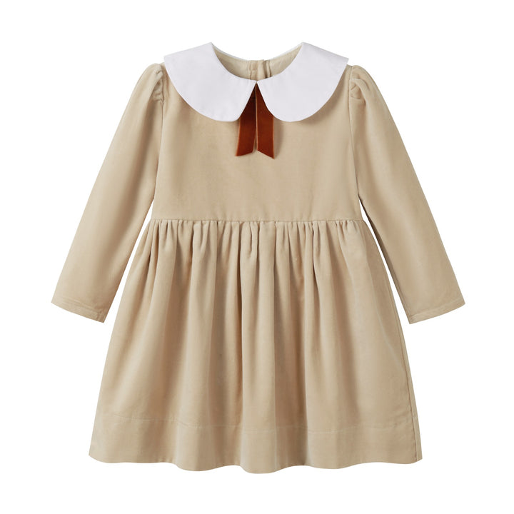 Crushed Velour Tan Tie Dress