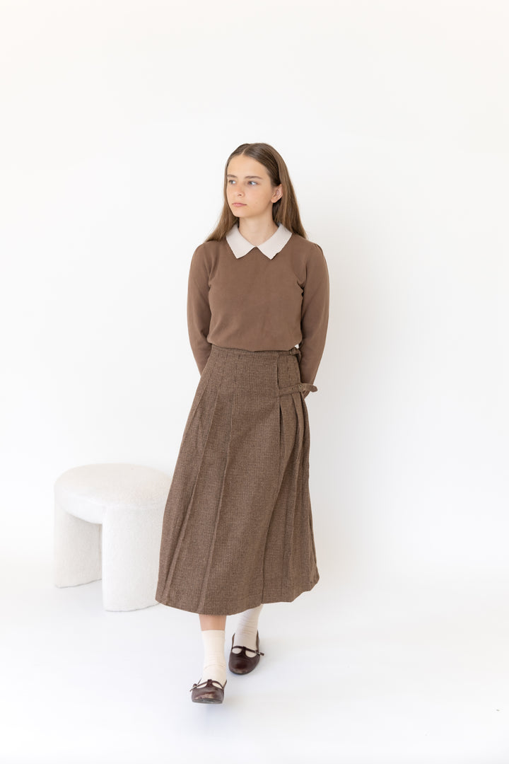 Teen Wool Plaid Brown Skirt