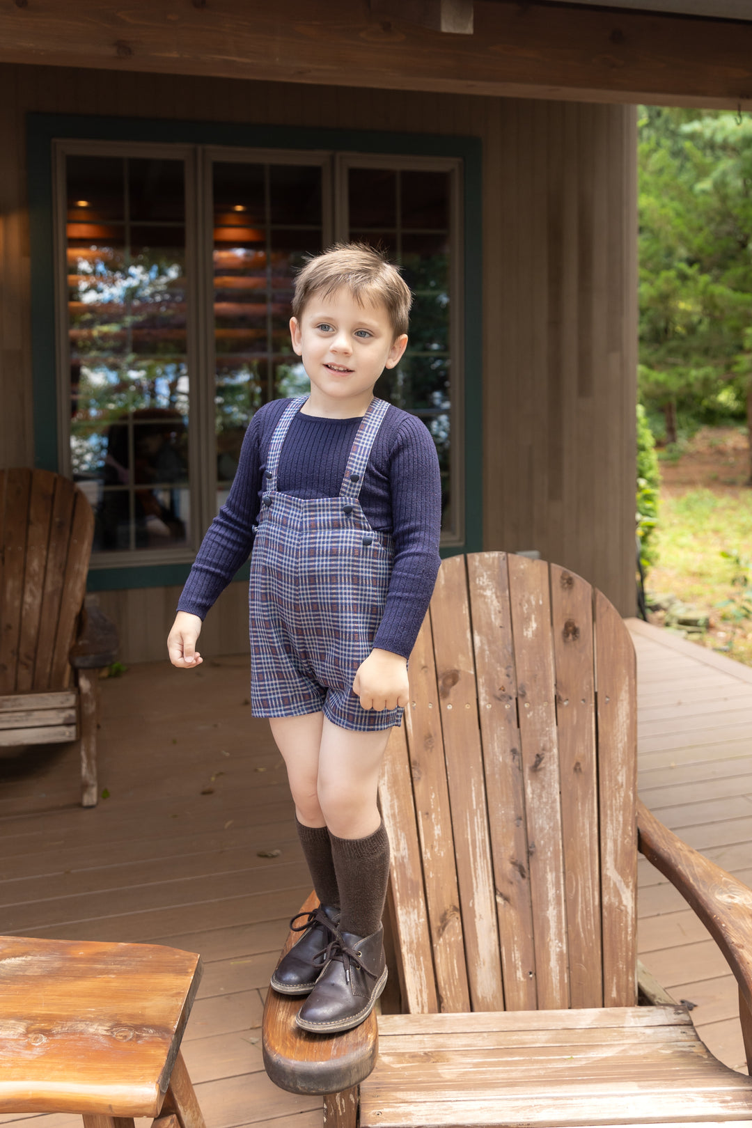 Boys Plaid Overalls