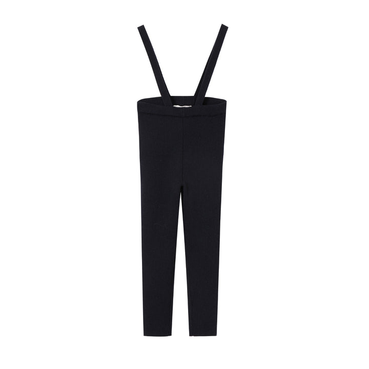 Navy Knit Suspender Pants