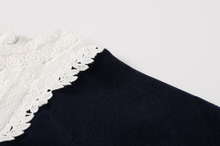 Navy Corduroy Lace Romper