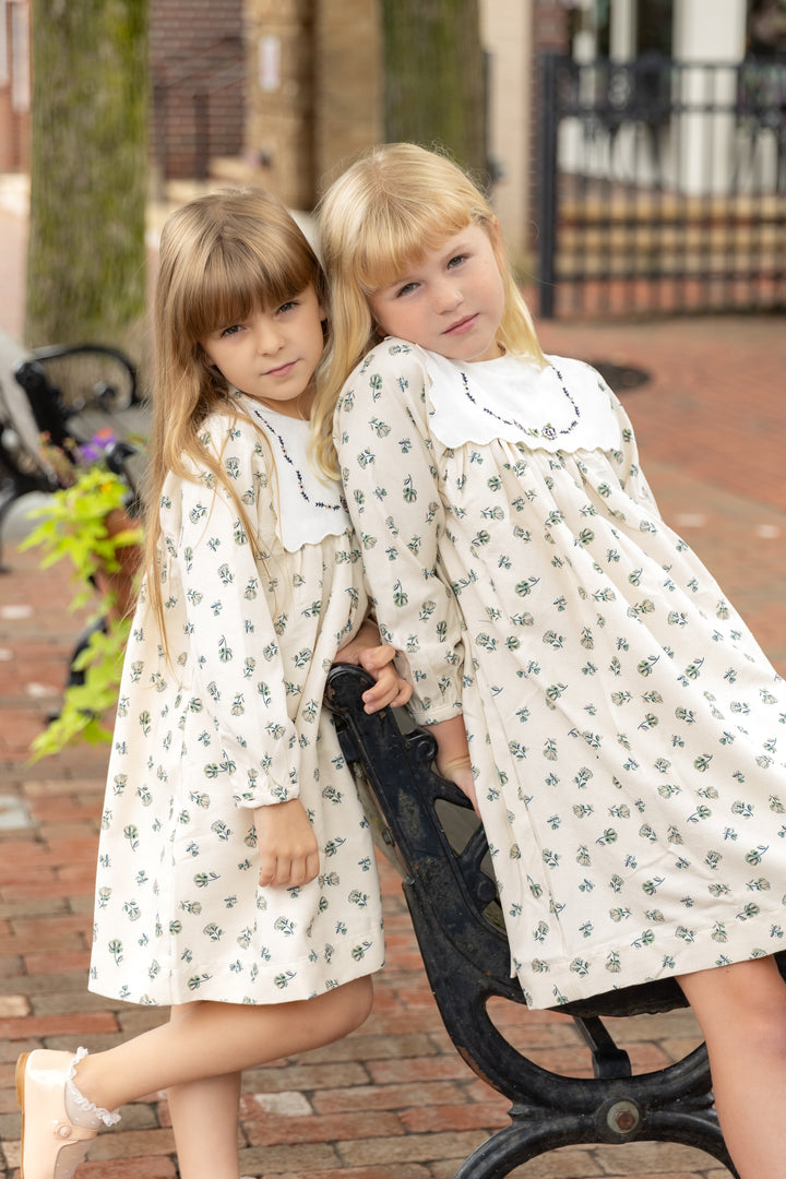 Corduroy Cream Floral Dress