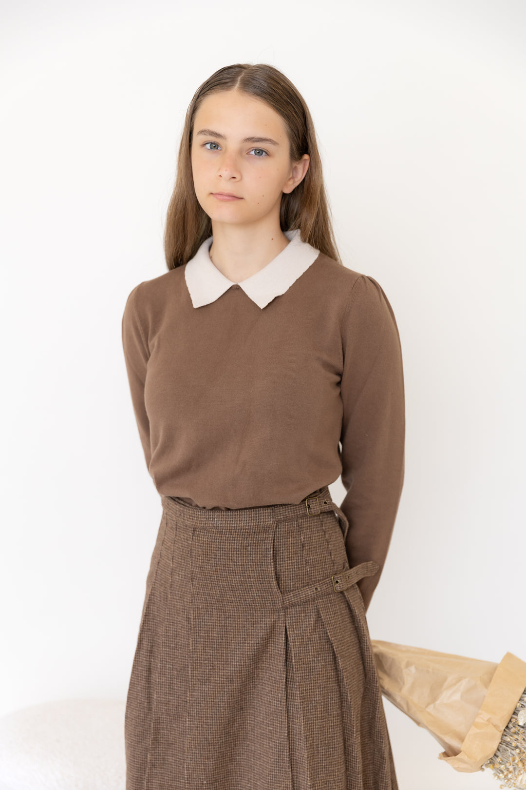 Teen Brown Knit Top